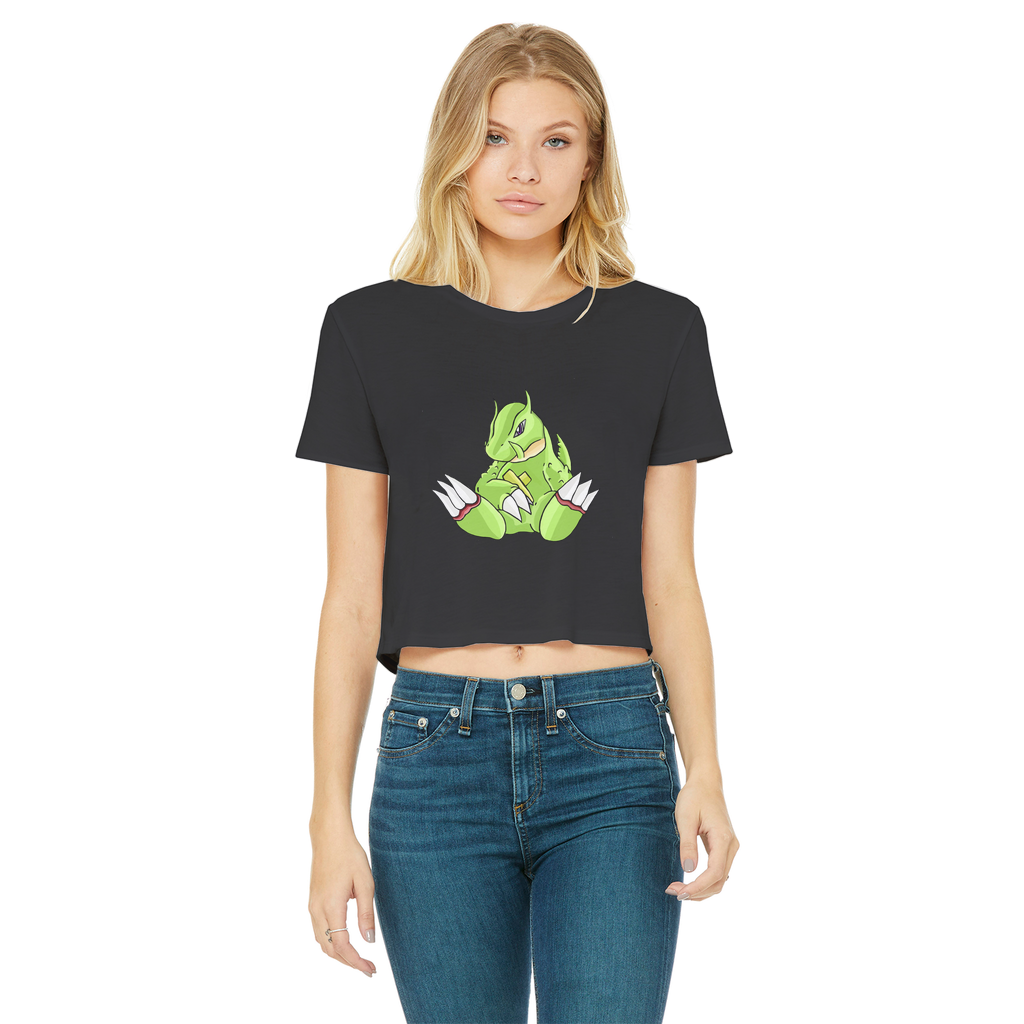Toxcana Classic Women's Cropped Raw Edge T-Shirt in various colors, showcasing its stylish design and raw edge hem.