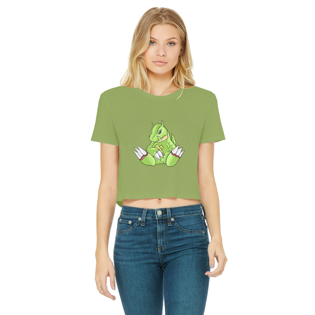 Toxcana Classic Women's Cropped Raw Edge T-Shirt in various colors, showcasing its stylish design and raw edge hem.