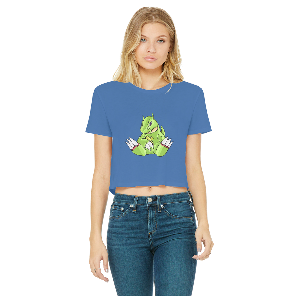 Toxcana Classic Women's Cropped Raw Edge T-Shirt in various colors, showcasing its stylish design and raw edge hem.