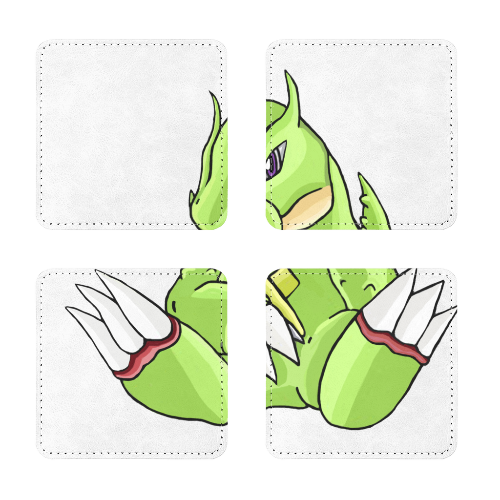 Toxcana Sublimation Coasters Pack of Four in square and round shapes, made of PU leather with a white printable face and elegant stitching.