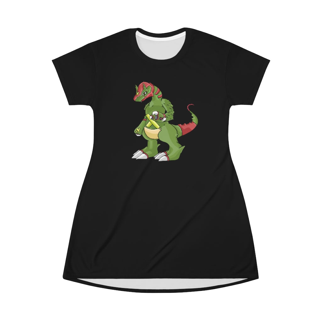 Toxicaan All Over Print T-Shirt Dress featuring vibrant prints and a comfortable fit, perfect for casual wear.