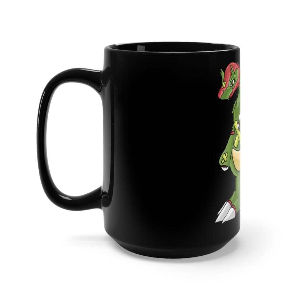 Toxicaan Black Mug 15oz featuring a sleek black ceramic design with a C-handle, perfect for coffee and tea lovers.