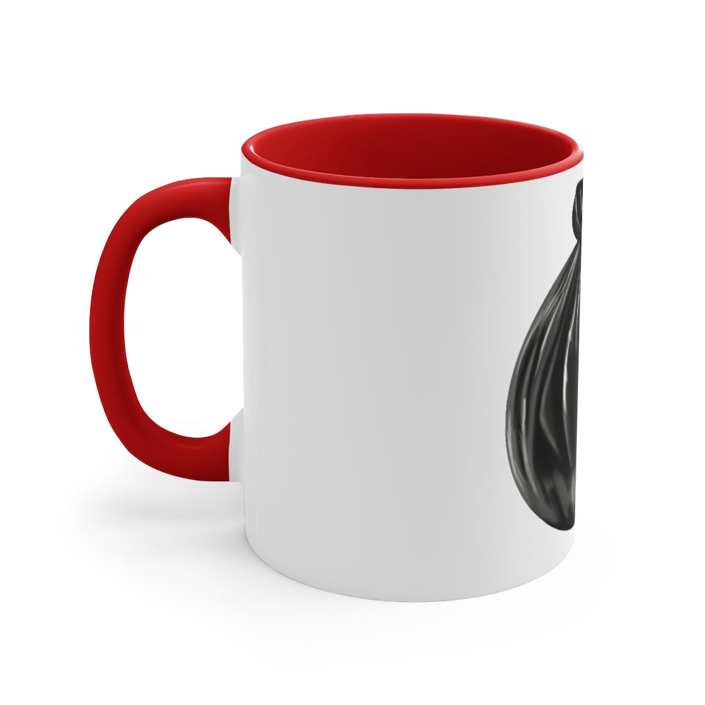 Trash Bag Accent Coffee Mug, 11oz with colorful interior and C-handle design.