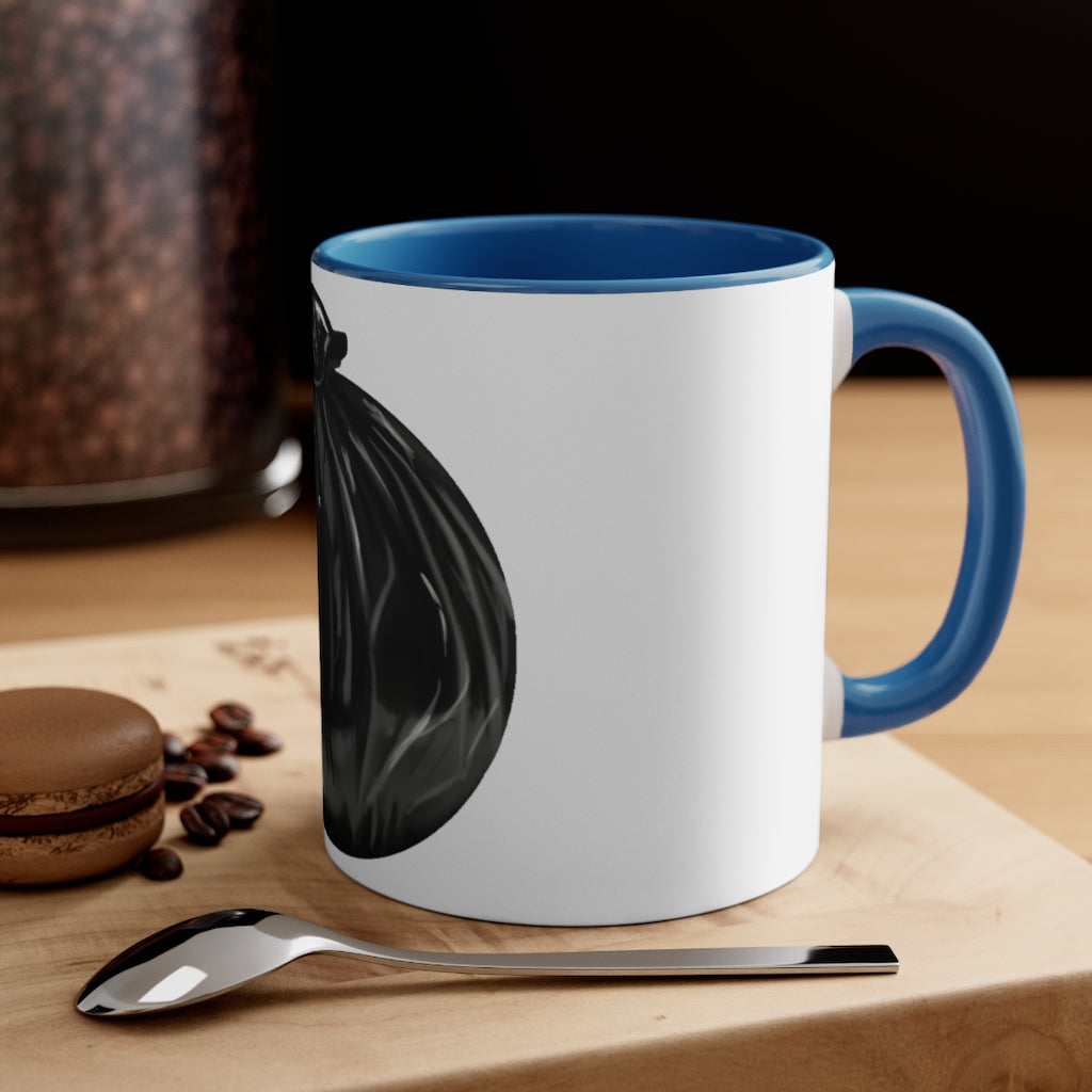 Trash Bag Accent Coffee Mug, 11oz with colorful interior and C-handle design.