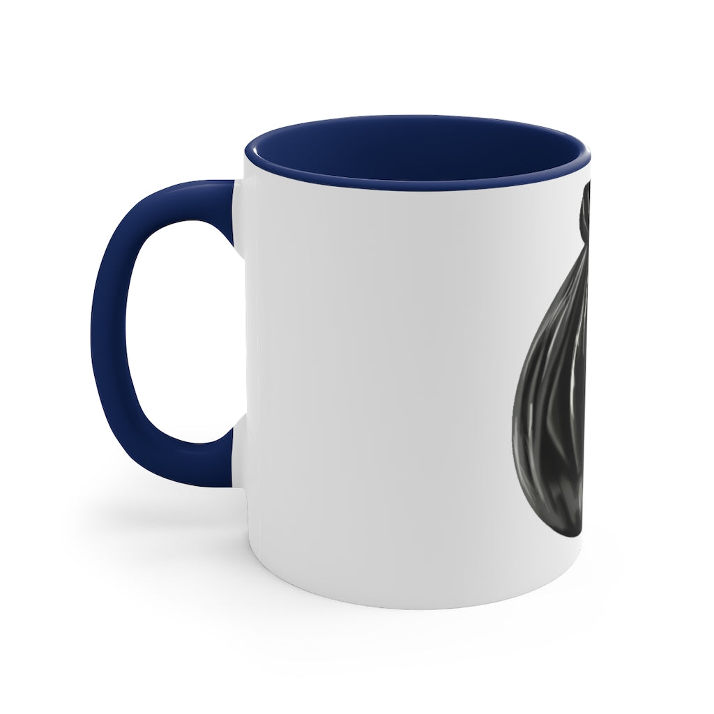 Trash Bag Accent Coffee Mug, 11oz with colorful interior and C-handle design.