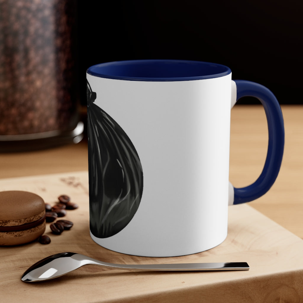 Trash Bag Accent Coffee Mug, 11oz with colorful interior and C-handle design.