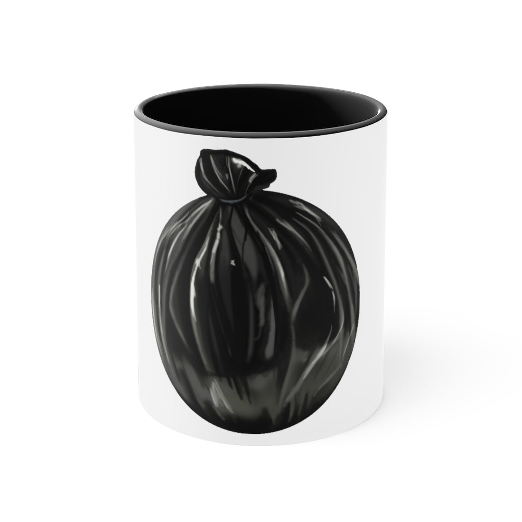 Trash Bag Accent Coffee Mug, 11oz with colorful interior and C-handle design.