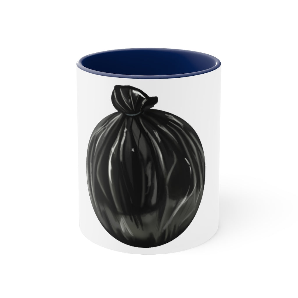 Trash Bag Accent Coffee Mug, 11oz with colorful interior and C-handle design.