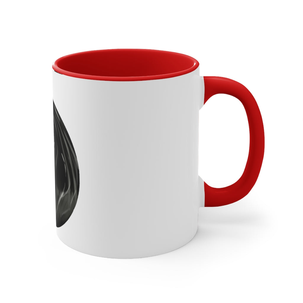Trash Bag Accent Coffee Mug, 11oz with colorful interior and C-handle design.
