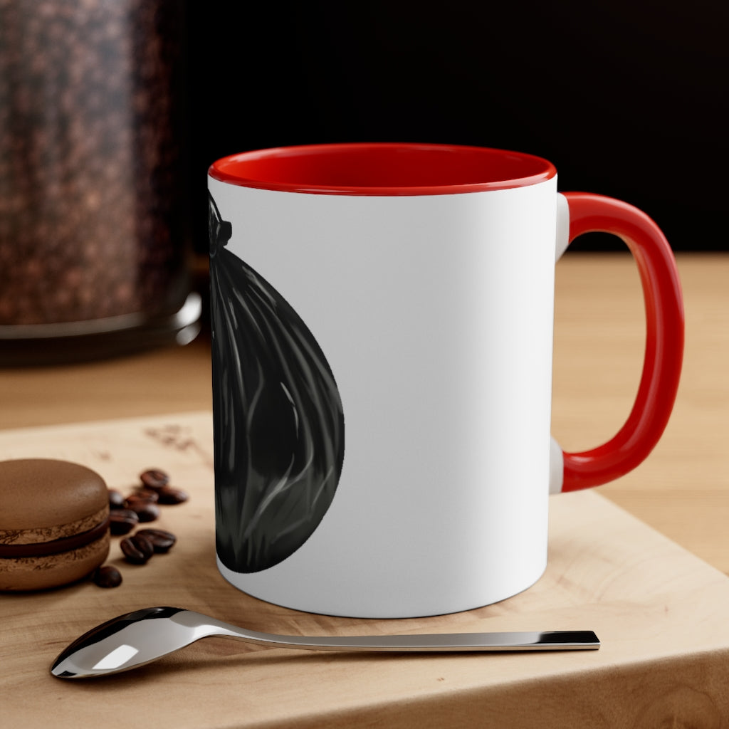 Trash Bag Accent Coffee Mug, 11oz with colorful interior and C-handle design.