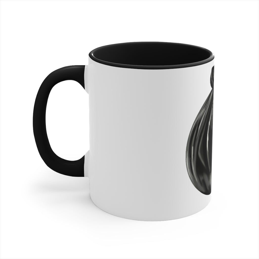 Trash Bag Accent Coffee Mug, 11oz with colorful interior and C-handle design.