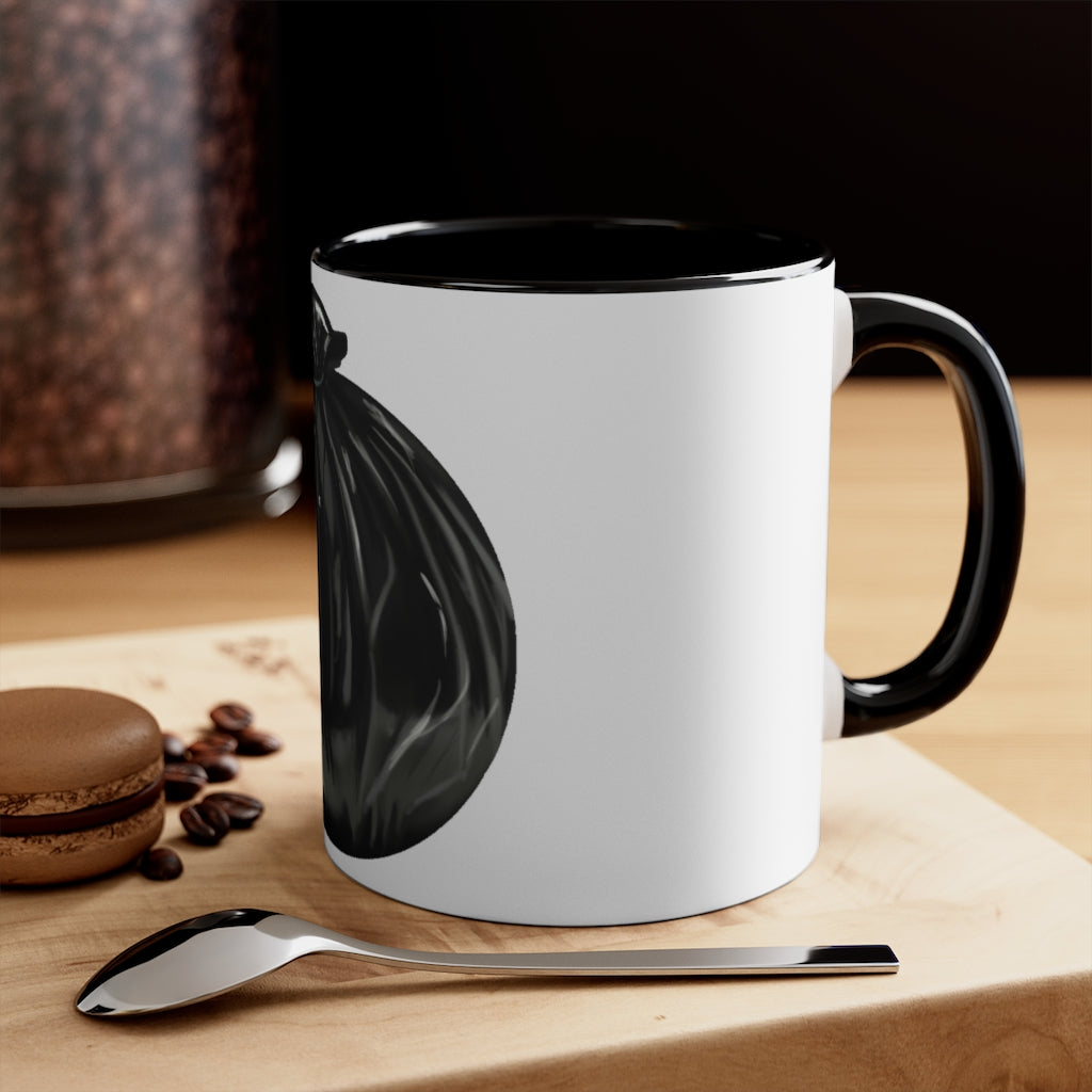 Trash Bag Accent Coffee Mug, 11oz with colorful interior and C-handle design.