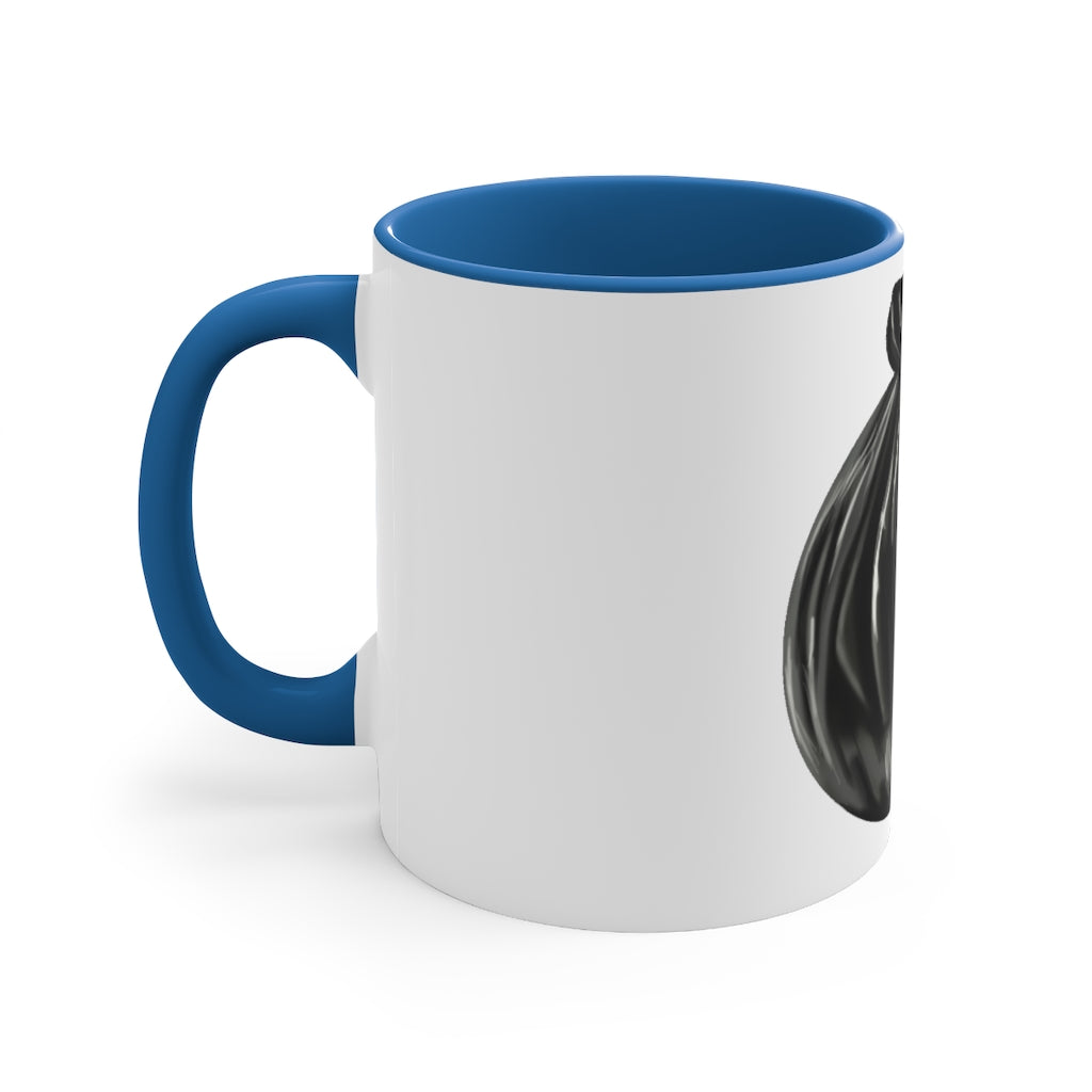 Trash Bag Accent Coffee Mug, 11oz with colorful interior and C-handle design.