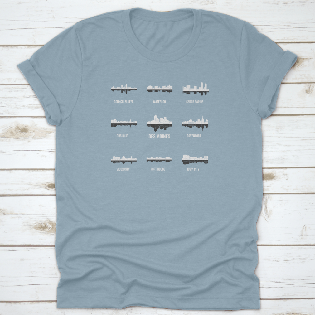 Set of 9 Travel Cities Destination Shirts featuring unique city silhouettes on comfortable cotton fabric.