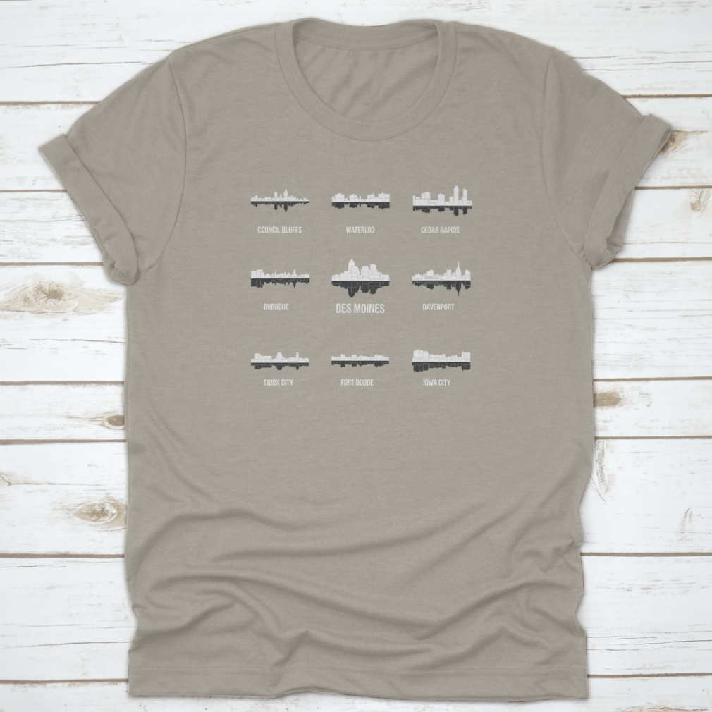 Set of 9 Travel Cities Destination Shirts featuring unique city silhouettes on comfortable cotton fabric.