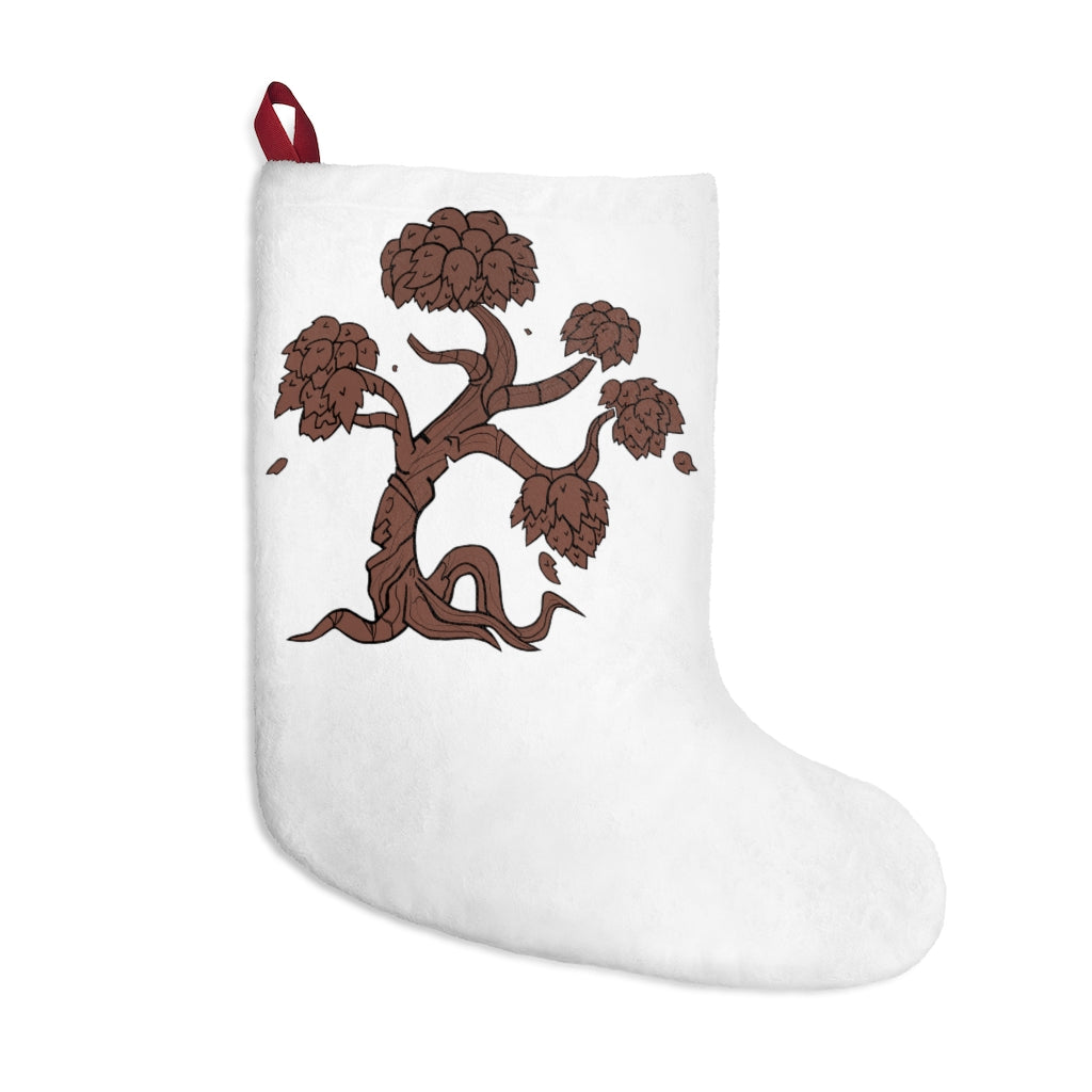 Personalized Tree Christmas Stockings made of soft polyester fleece, featuring a twill ribbon loop for hanging, perfect for festive decor.