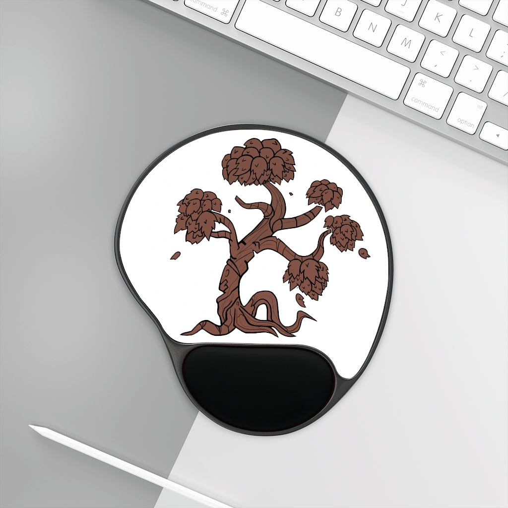 Tree Mouse Pad with ergonomic Memory Foam wrist rest and customizable neoprene insert, featuring a foot-shaped design.