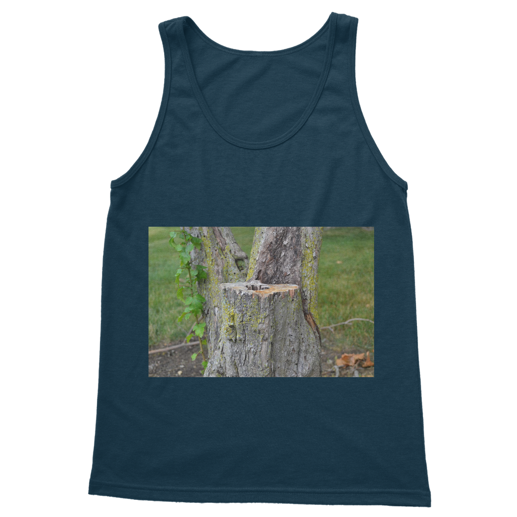 Tree Stump Classic Adult Vest Top in various colors, showcasing its unisex design and comfortable fit.