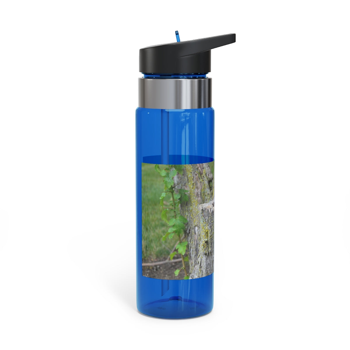 Tree Stump Kensington Tritan™ Sport Bottle in 20oz, featuring a screw-on lid, straw, and carabiner hook, made from durable BPA-free Tritan plastic.
