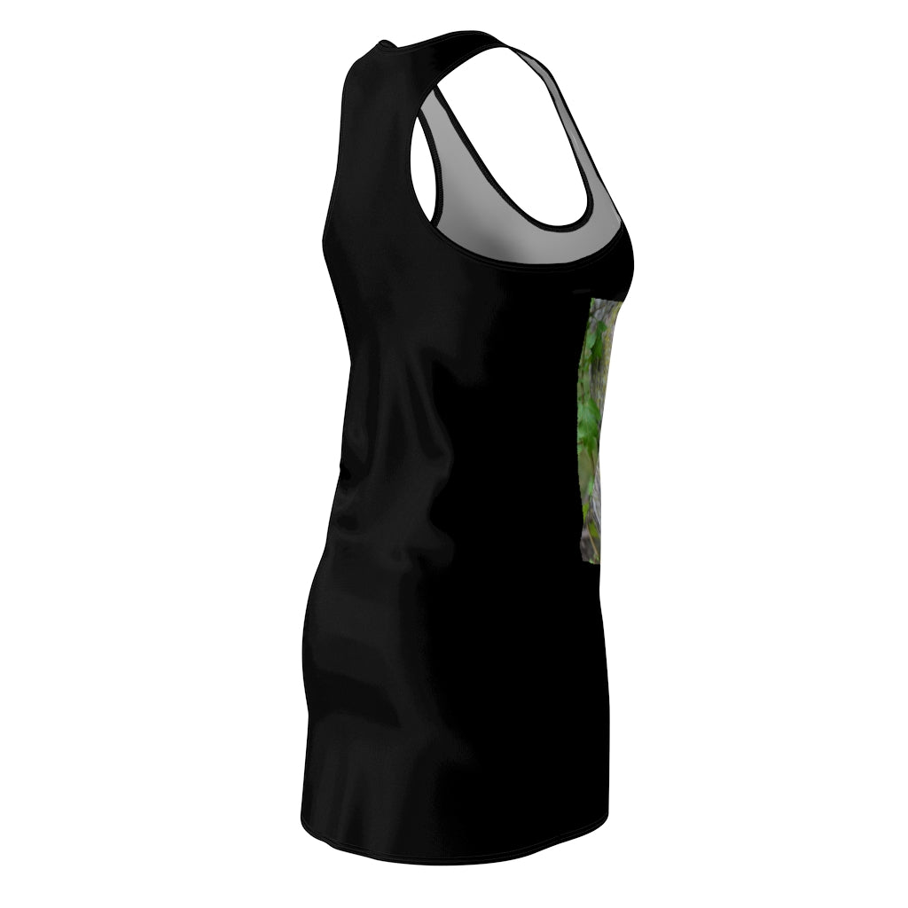 A stylish Tree Stump Women's Cut & Sew Racerback Dress featuring a unique tree stump pattern, perfect for casual outings and active lifestyles.