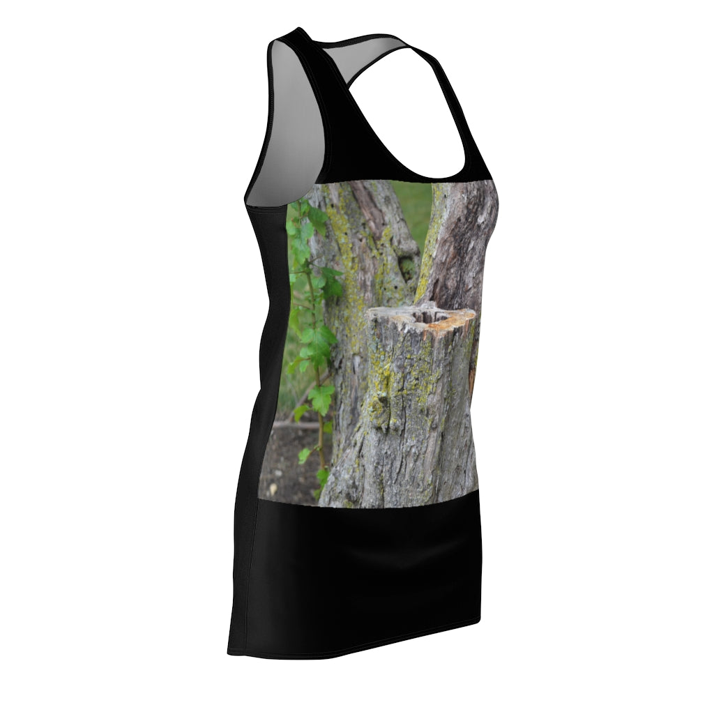 Tree Stump Women's Cut & Sew Racerback Dress featuring a stylish design and comfortable fit, perfect for casual outings.