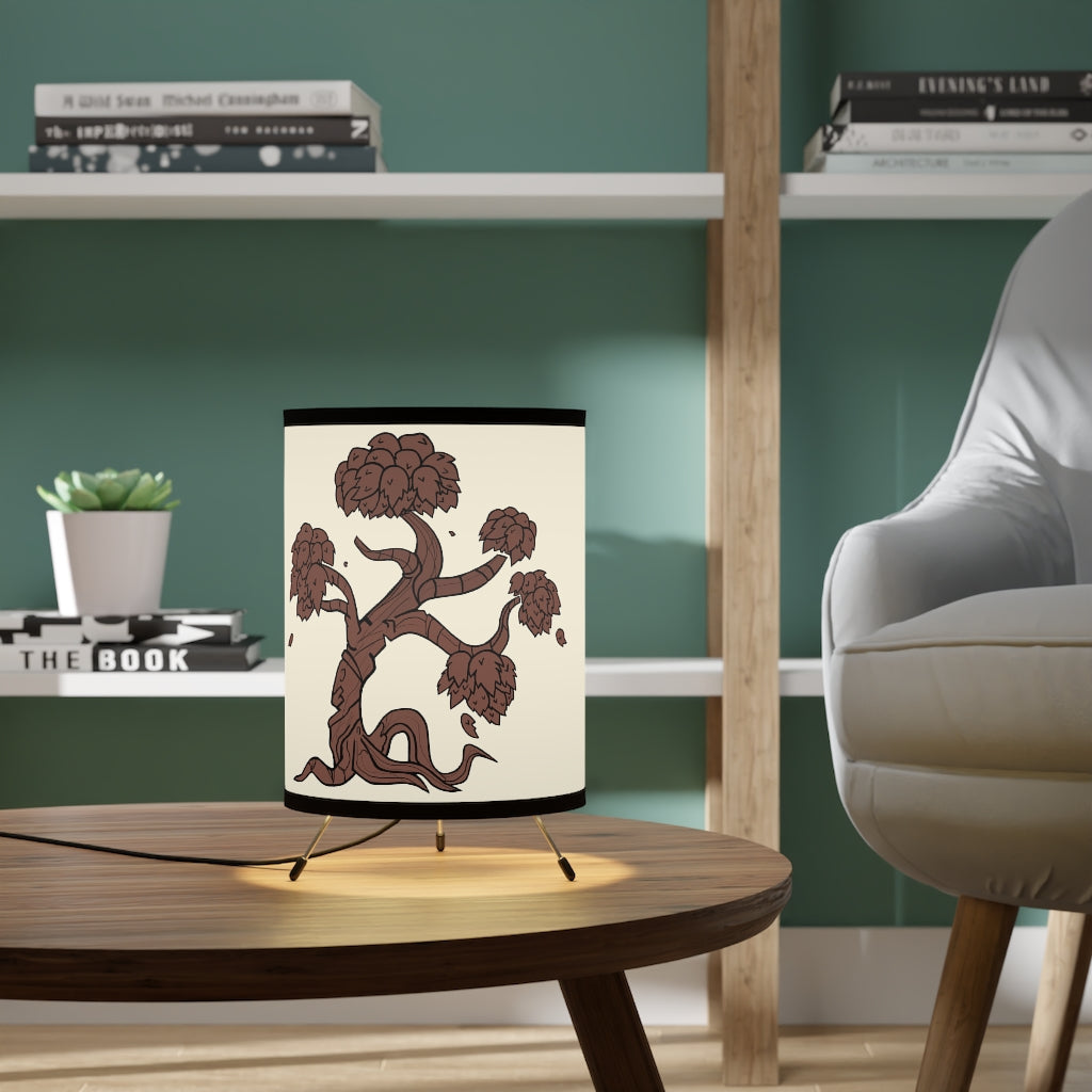 Tree Tripod Lamp featuring a high-resolution printed shade and a sturdy galvanized steel tripod base, designed for US and CA plug compatibility.