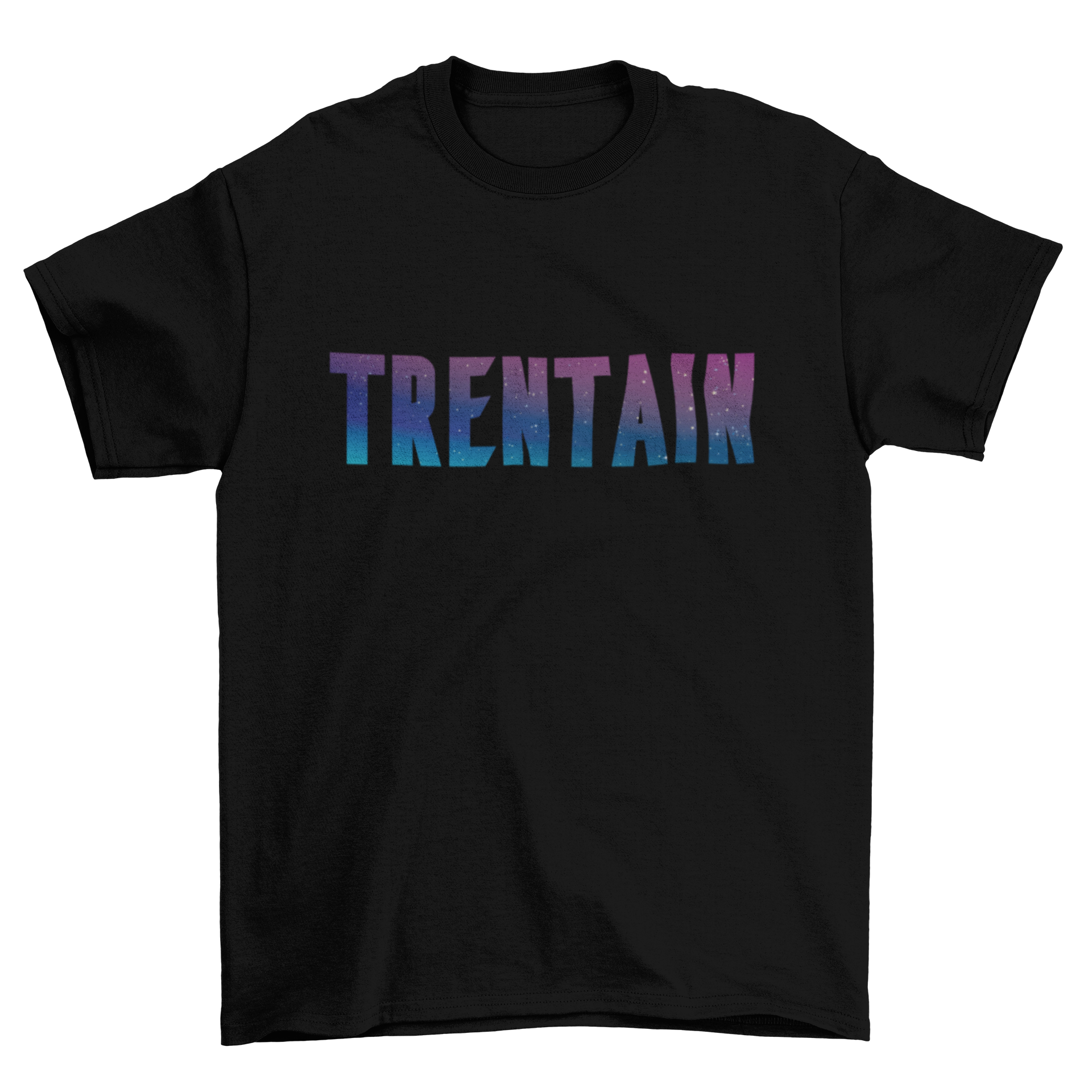 Trentain Quote T-shirt featuring the word TRENTAIN in a vibrant Galaxy style design.