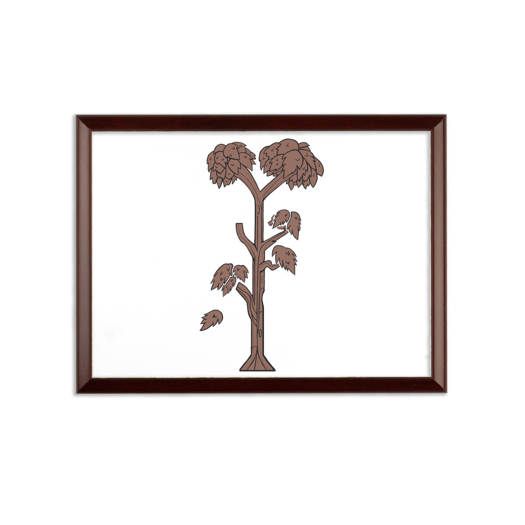 Trees Sublimation Wall Plaque with brown wooden frame and white printable surface, showcasing customizable design options.