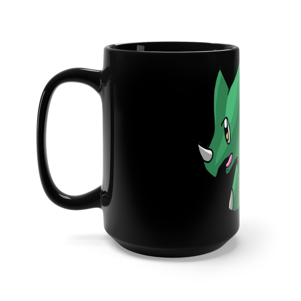 Treevetop Black Mug 15oz featuring a sleek black ceramic design with a comfortable C-handle, perfect for coffee and tea lovers.