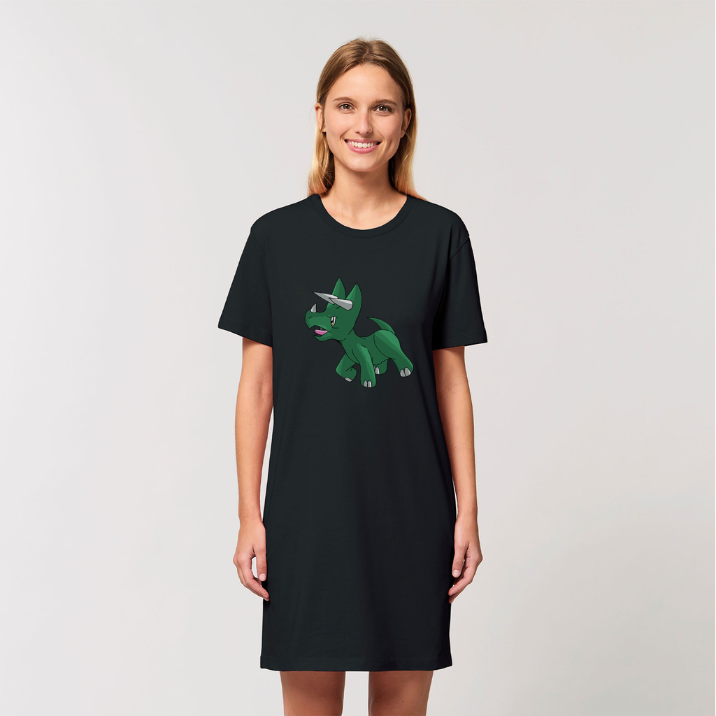 Treevetop Organic T-Shirt Dress made from 100% organic cotton, featuring a soft-hand feel and stylish design, available in various sizes.