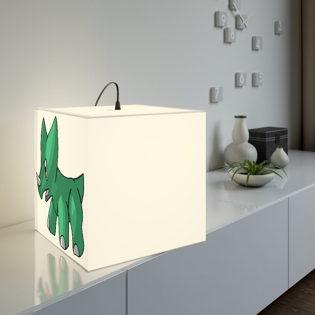 Treevetop Personalized Lamp showcasing a unique cube design, perfect for indoor decoration.
