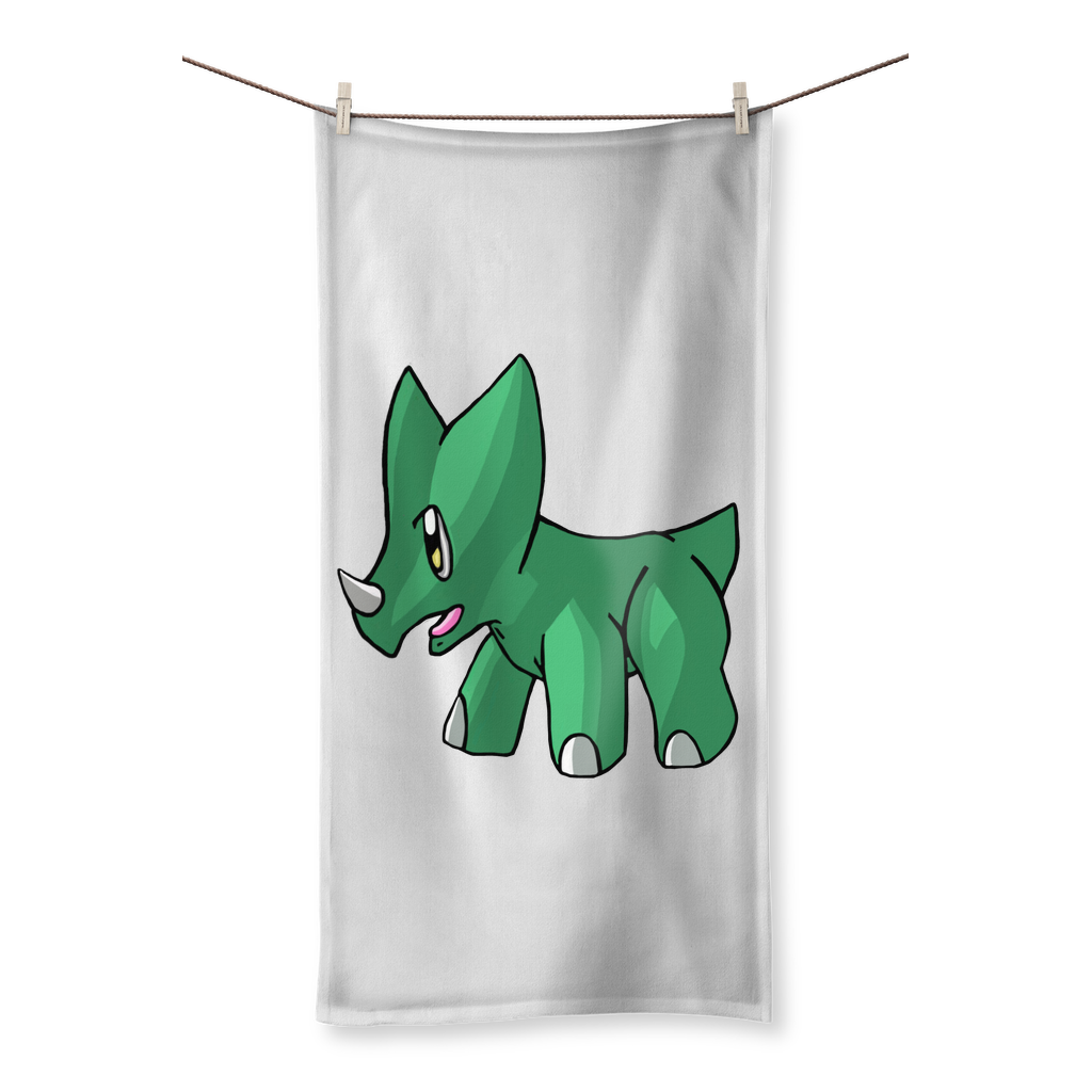 Treevetop Sublimation All Over Towel showcasing vibrant printed design on polyester front and soft cotton back, available in various sizes.