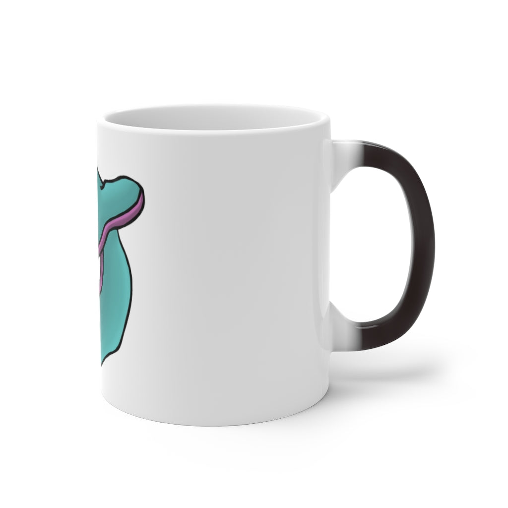 Troffle Color Changing Mug showcasing its vibrant color transformation when filled with hot liquid.