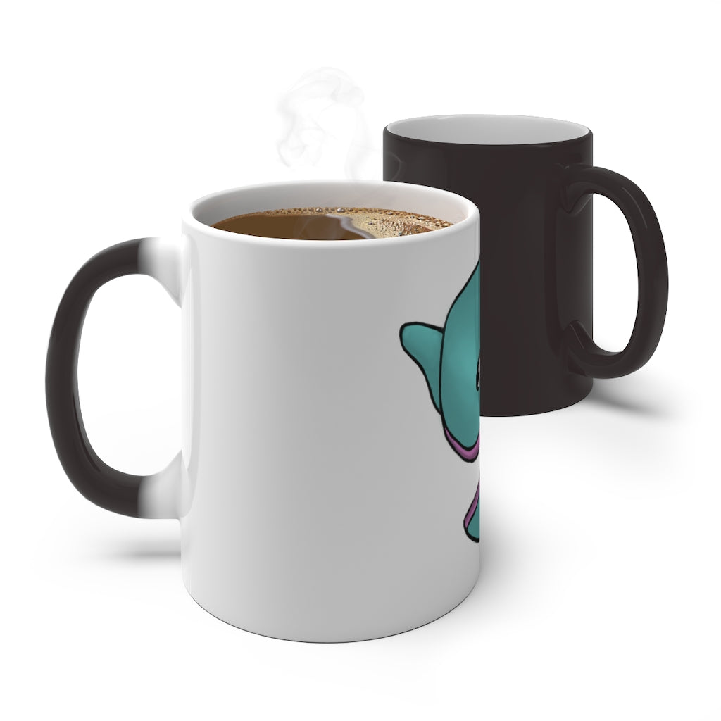 Troffle Color Changing Mug showcasing its vibrant color transformation when filled with hot liquid.