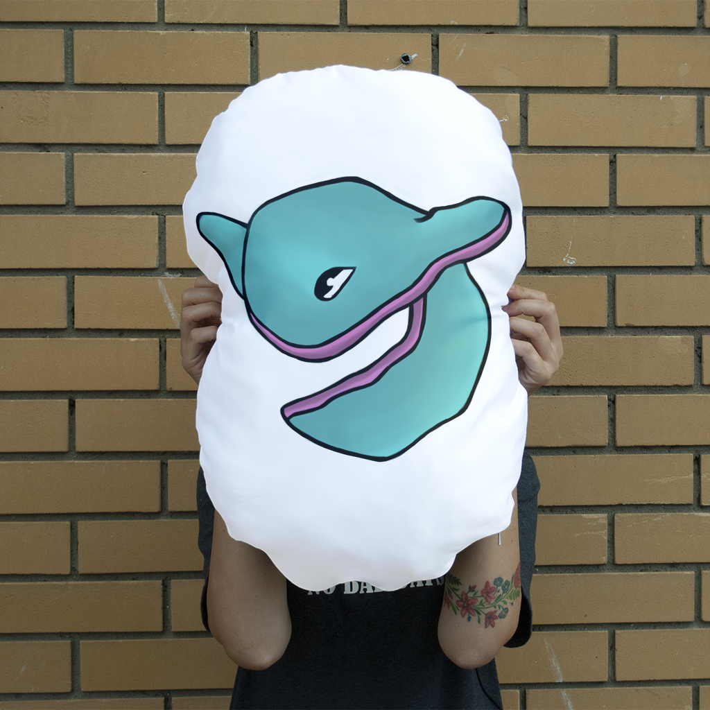 A large, personalized cushion featuring a giant face design, showcasing vibrant colors and a cuddly texture, perfect for home decor.