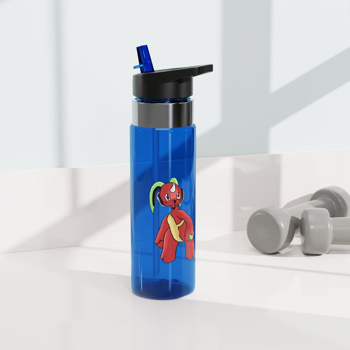 Tsosti Kensington Tritan™ Sport Bottle in vibrant colors with a carabiner hook, showcasing its lightweight and durable design.
