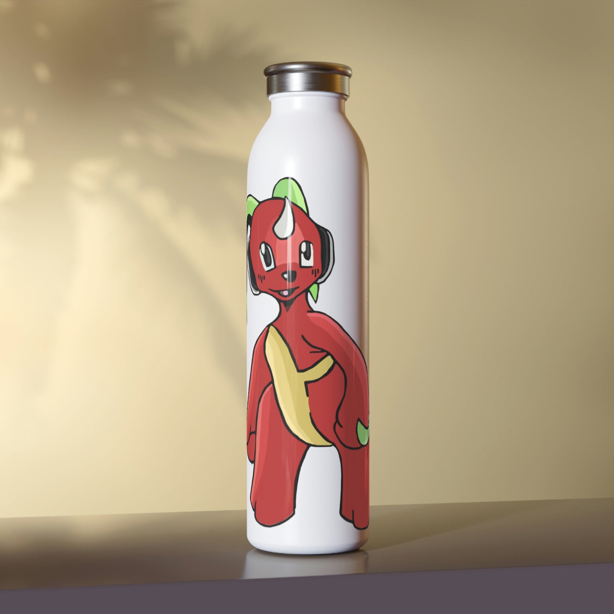 Tsosti Slim Water Bottle with customizable matte finish and fashionable lid, showcasing its sleek design and 20oz capacity.