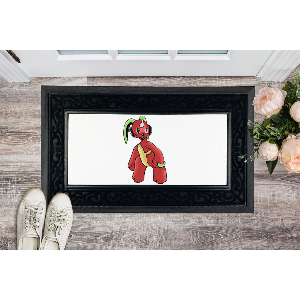 Tsosti Sublimation Heavy Duty Door Mat with removable fabric center and non-slip rubber base, featuring a stylish brush border.