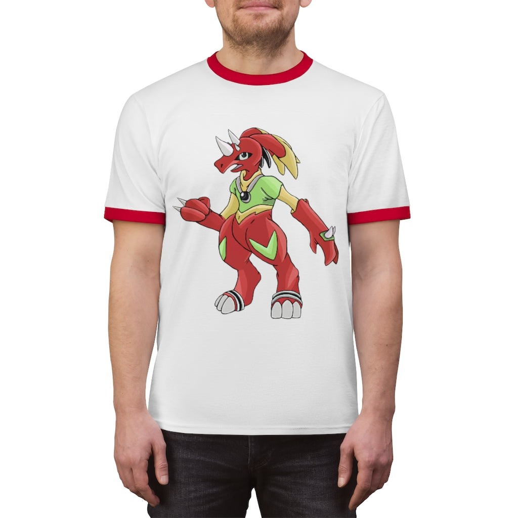 Tsostibird Unisex Ringer Tee in various colors, showcasing its lightweight fabric and stylish design.