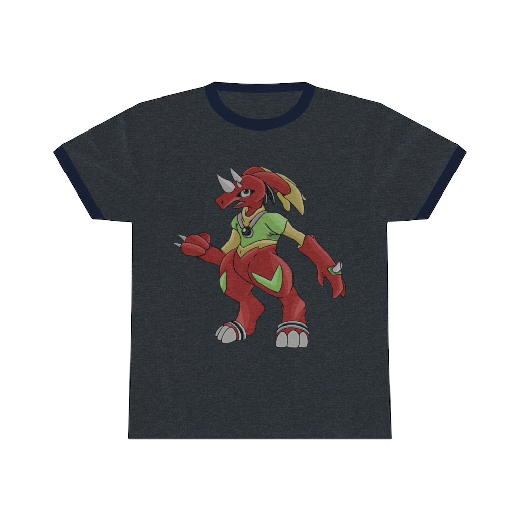 Tsostibird Unisex Ringer Tee in various colors, showcasing its lightweight fabric and stylish design.