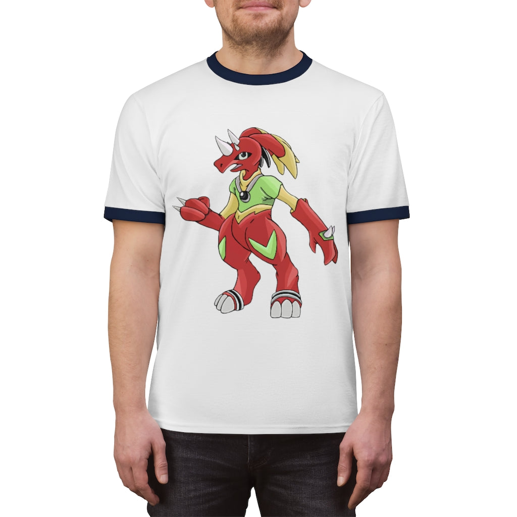 Tsostibird Unisex Ringer Tee in various colors, showcasing its lightweight fabric and stylish design.