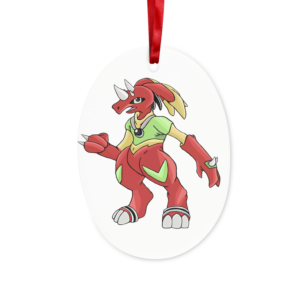 Tsostkibird Ceramic Hanging Ornament with red ribbon and gold string, beautifully crafted for Christmas decoration.