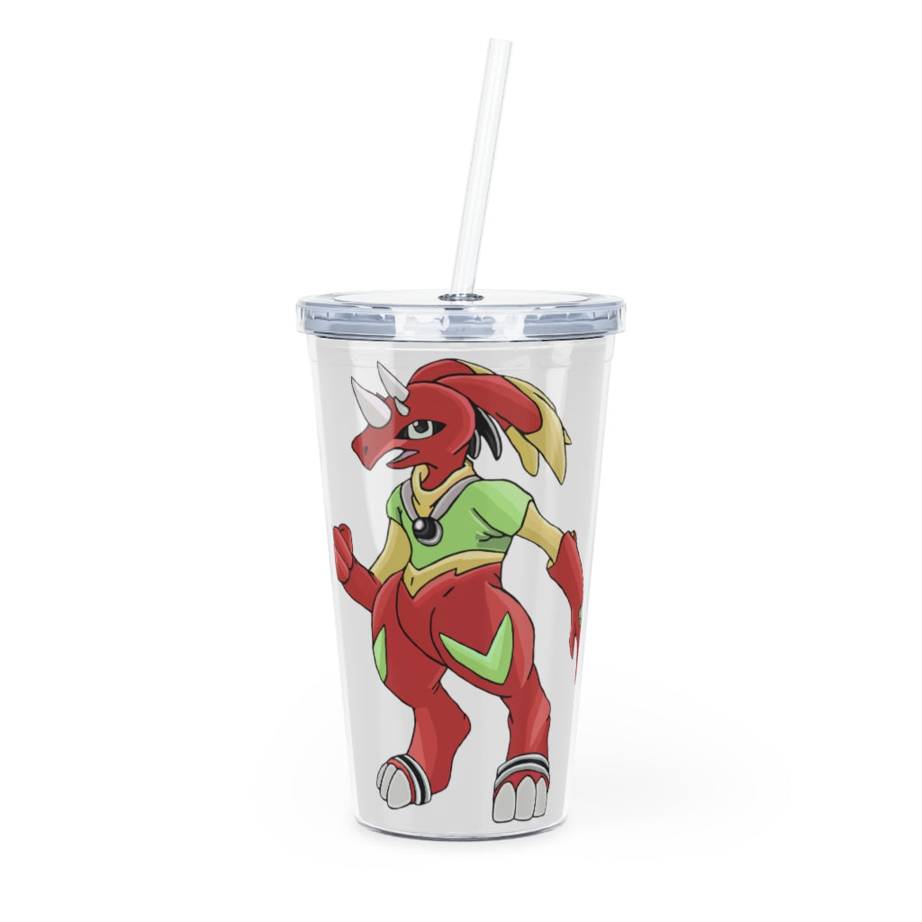 Tsostkibird Plastic Tumbler with Straw featuring a customizable design, lid, and straw, perfect for events and gatherings.