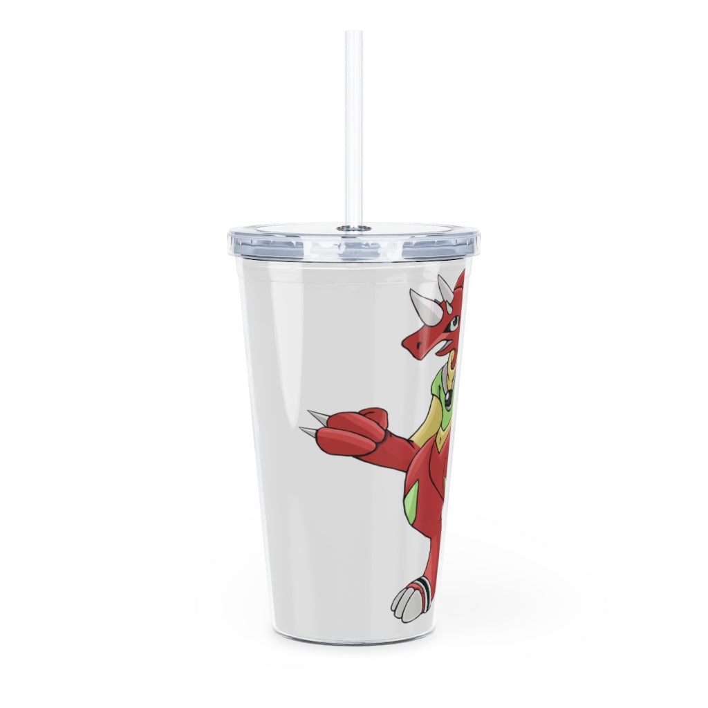 Tsostkibird Plastic Tumbler with Straw featuring a customizable design, lid, and straw, perfect for events and gatherings.