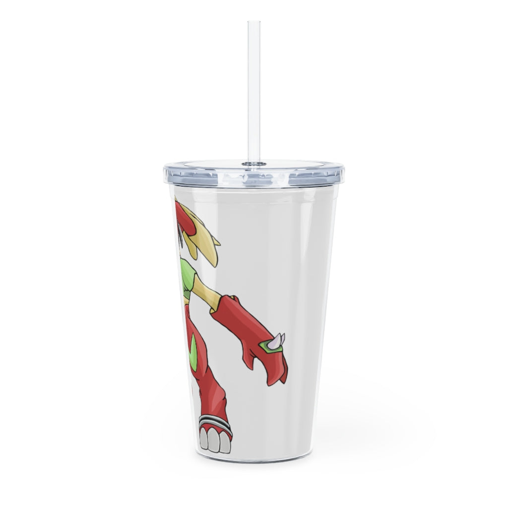 Tsostkibird Plastic Tumbler with Straw featuring a customizable design, lid, and straw, perfect for events and gatherings.