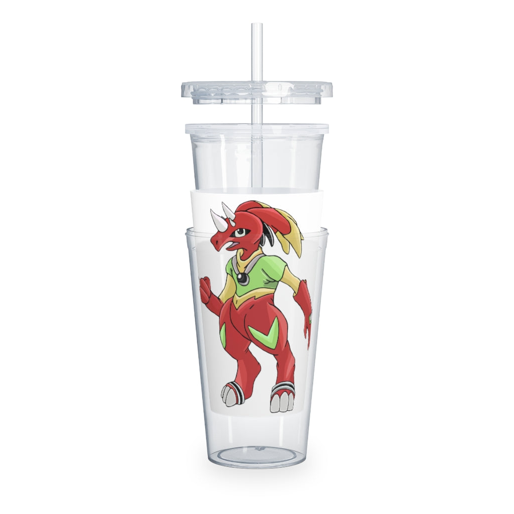 Tsostkibird Plastic Tumbler with Straw featuring a customizable design, lid, and straw, perfect for events and gatherings.