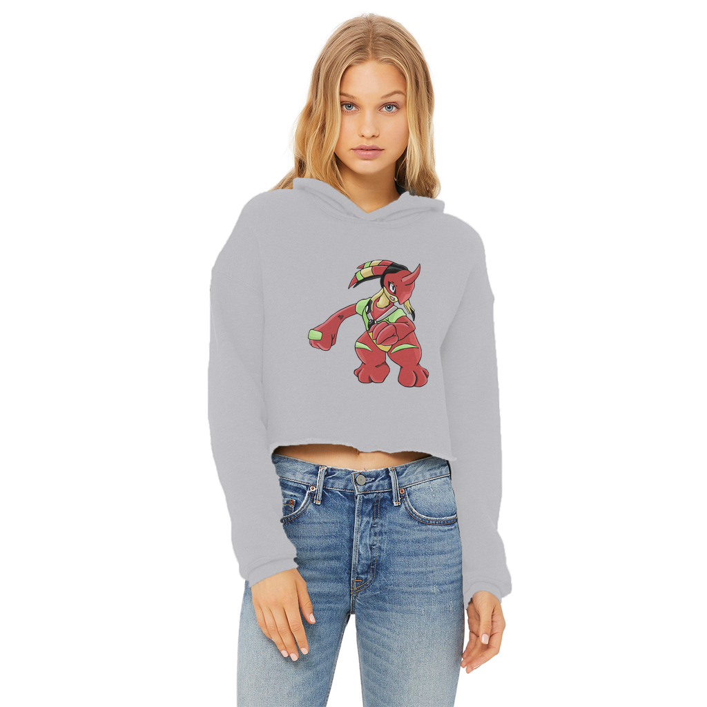 Tsostkichan Ladies Cropped Raw Edge Hoodie in various colors, showcasing raw edge hem and double fabric hood.