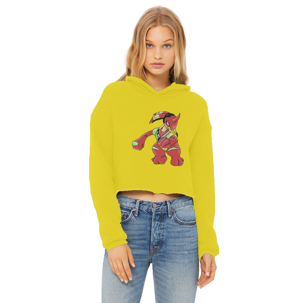 Tsostkichan Ladies Cropped Raw Edge Hoodie in various colors, showcasing raw edge hem and double fabric hood.