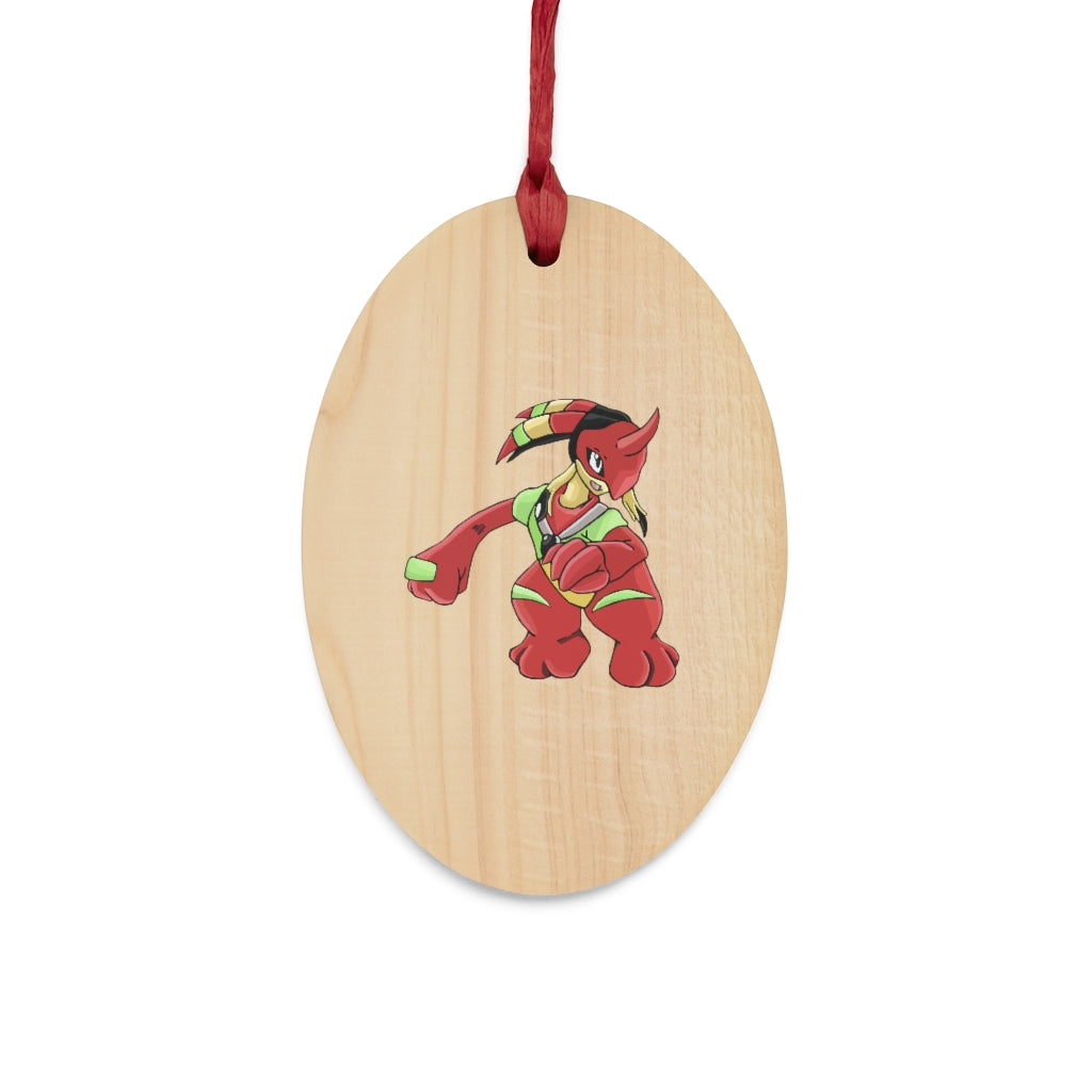 Tsostkichan Wooden Christmas Ornaments in various whimsical shapes with a red ribbon, showcasing rustic wooden texture.