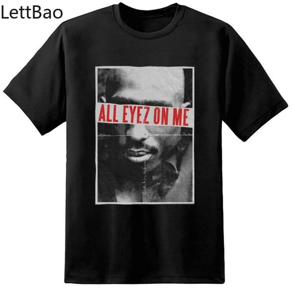 Tupac All Eyes On Me T-shirt featuring a vibrant print of Tupac Shakur, made from soft cotton with a casual O-neck design.
